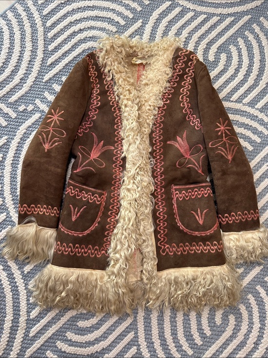 Vintage Jackets & Blazers - Vintage YAQUB LTD 70s Sheepskin Penny Lane Afghan Coat Embroidered M
